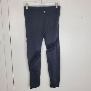 Zyia Active Mesh Inlay Cutout Workout High Rise Cropped Womens L Yoga Black